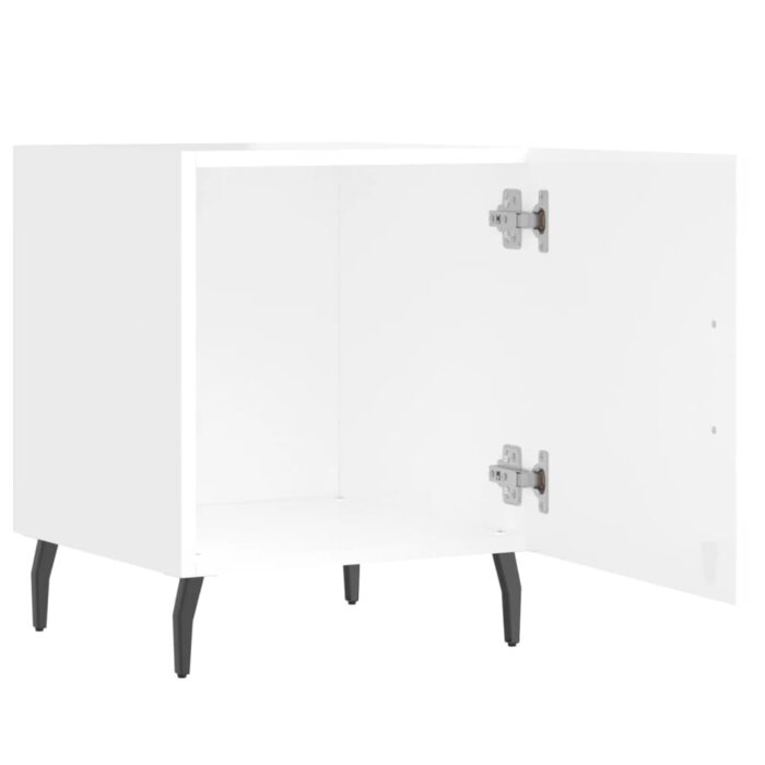 Tables de chevet 2 pcs blanc brillant 40x40x50 cm – Image 3