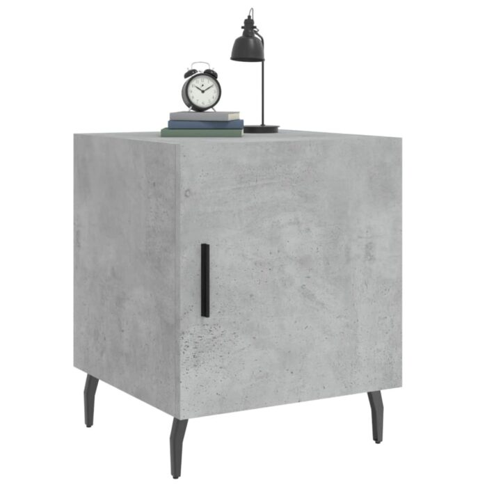 Table de chevet gris béton 40x40x50 cm bois d’ingénierie – Image 2