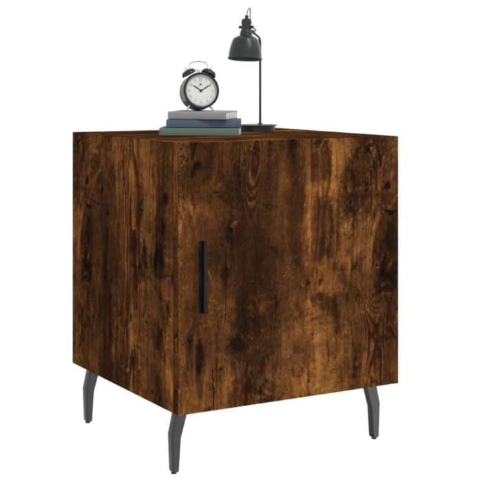Table de chevet chêne fumé 40x40x50 cm bois d'ingénierie – Image 2