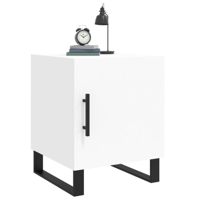 Tables de chevet 2 pcs blanc 40x40x50 cm bois d’ingénierie – Image 2