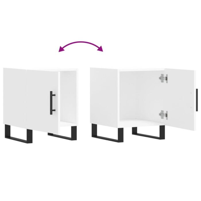 Tables de chevet 2 pcs blanc 40x40x50 cm bois d’ingénierie – Image 8