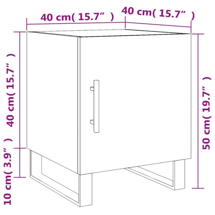 Tables de chevet 2 pcs noir 40x40x50 cm bois d’ingénierie – Image 12