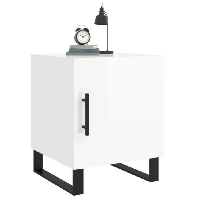 Tables de chevet 2 pcs blanc brillant 40x40x50 cm – Image 2