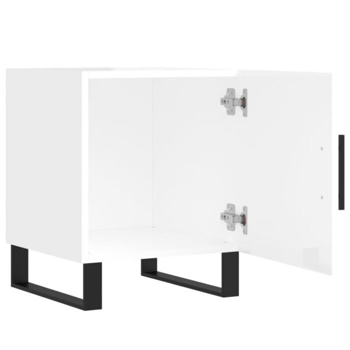 Tables de chevet 2 pcs blanc brillant 40x40x50 cm – Image 3