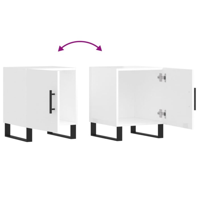Tables de chevet 2 pcs blanc brillant 40x40x50 cm – Image 8