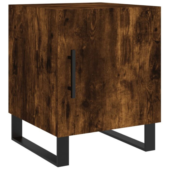 Tables de chevet 2 pcs chêne fumé 40x40x50 cm bois d'ingénierie – Image 4