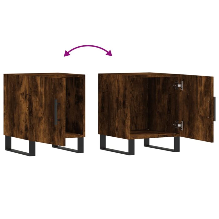 Tables de chevet 2 pcs chêne fumé 40x40x50 cm bois d'ingénierie – Image 8