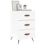 Table de chevet blanc brillant 40x40x66 cm bois d'ingénierie – Image 2