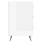 Table de chevet blanc brillant 40x40x66 cm bois d'ingénierie – Image 4