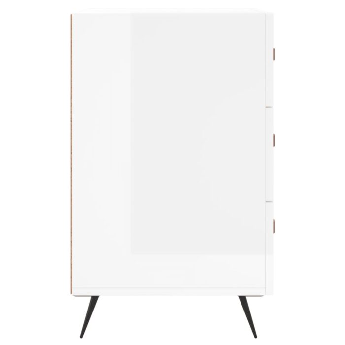 Table de chevet blanc brillant 40x40x66 cm bois d'ingénierie – Image 4