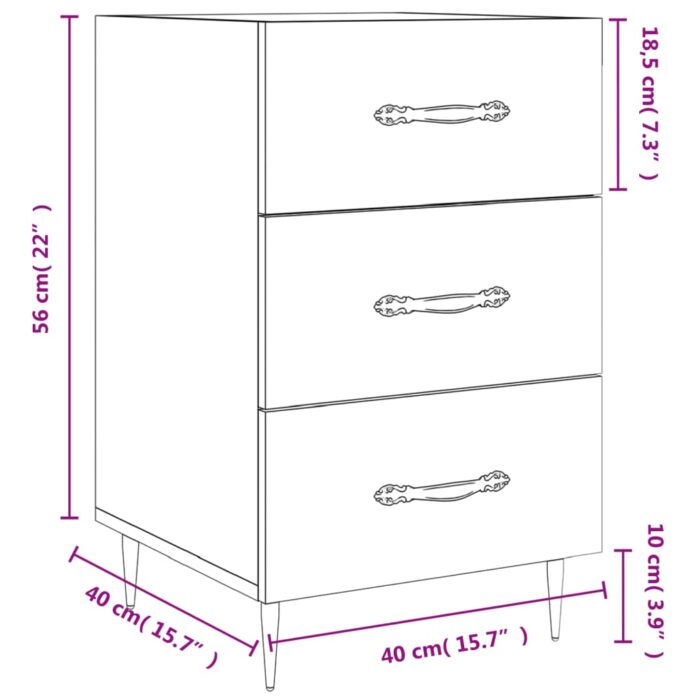 Table de chevet sonoma gris 40x40x66 cm bois d'ingénierie – Image 10
