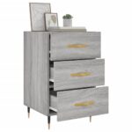 Table de chevet sonoma gris 40x40x66 cm bois d'ingénierie – Image 2
