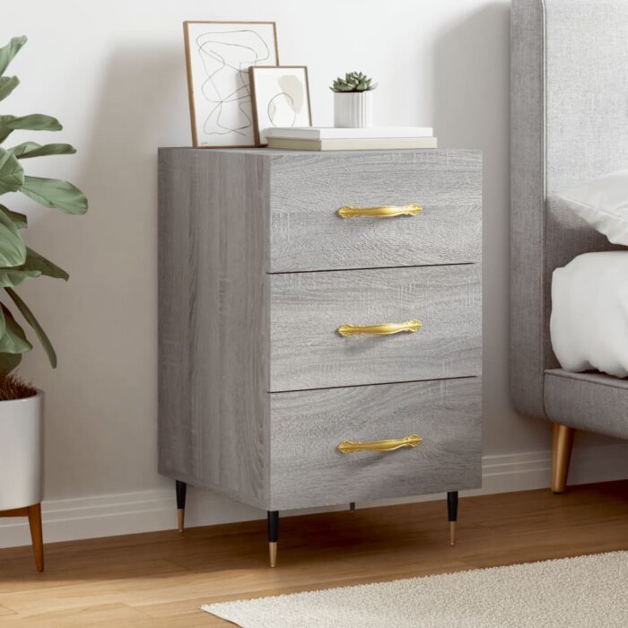 Table de chevet sonoma gris 40x40x66 cm bois d'ingénierie – Image 1