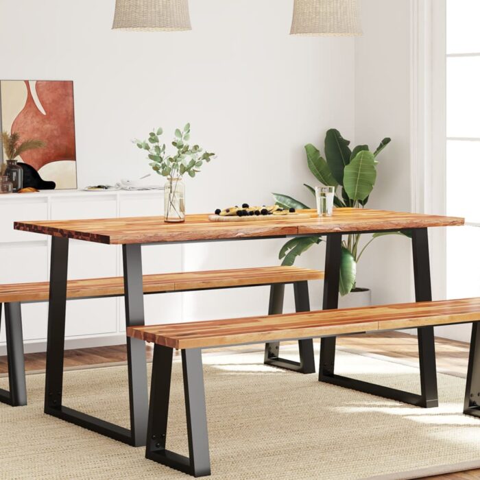 Table à manger 160x80x75 cm bois d'acacia solide à bord vif – Image 1