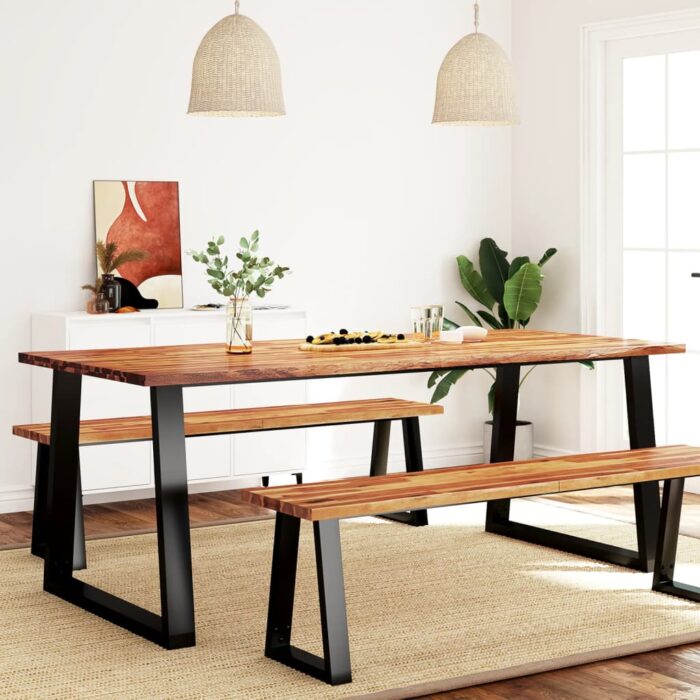 Table à manger 200x90x75 cm bois d'acacia solide à bord vif – Image 1