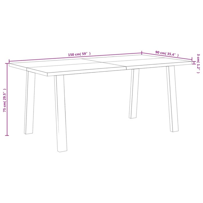 Table à manger 150x90x75 cm bois d'acacia solide – Image 7