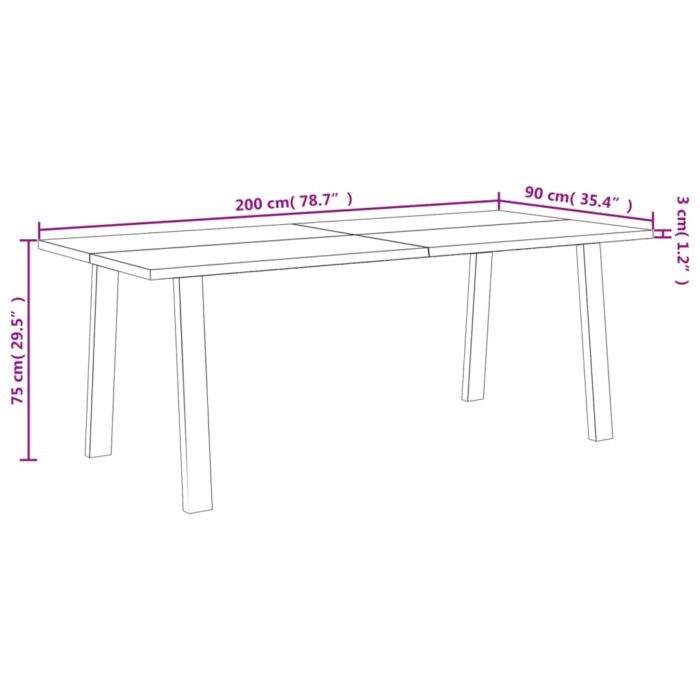 Table à manger 200x90x75 cm bois d'acacia solide – Image 7
