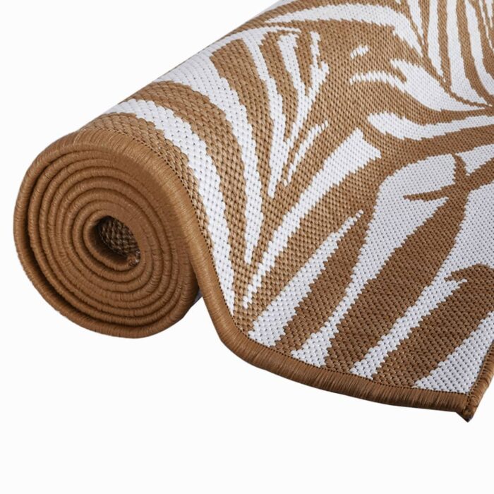 Tapis d'extérieur marron et blanc 80x250 cm design réversible – Image 3
