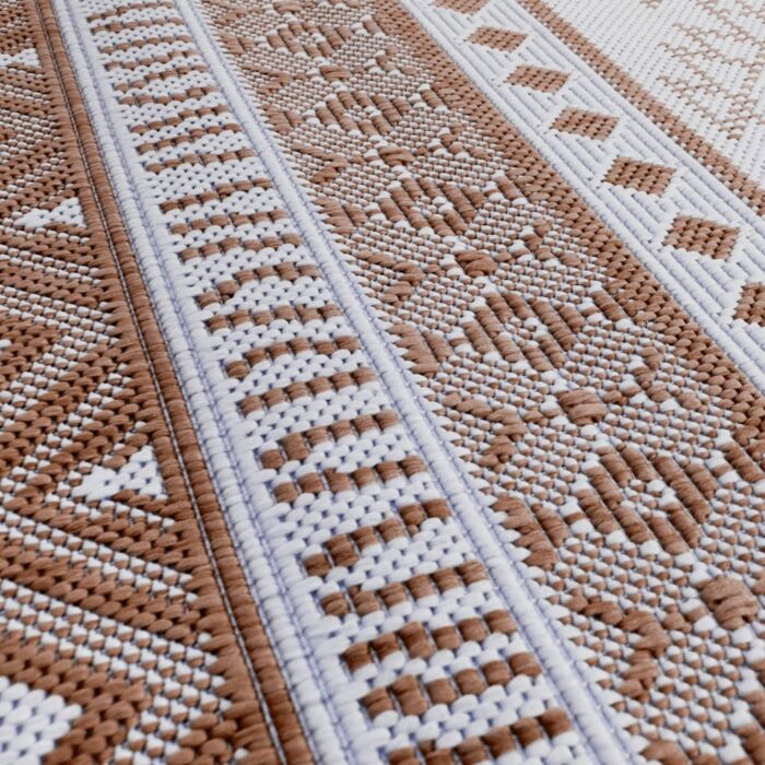 Tapis d'extérieur marron et blanc 80x150 cm design réversible – Image 2