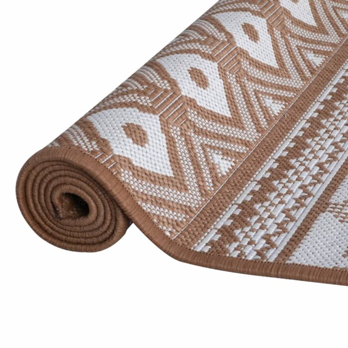 Tapis d'extérieur marron et blanc 80x150 cm design réversible – Image 3
