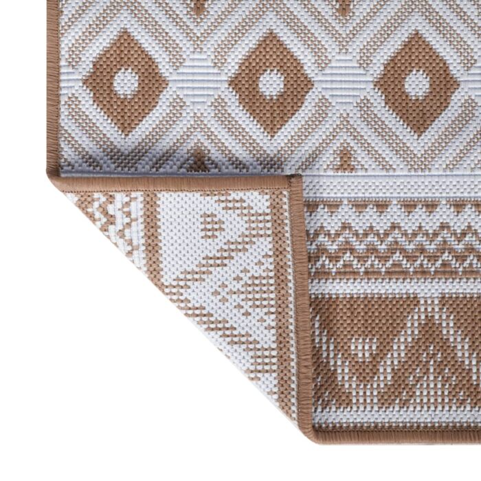 Tapis d'extérieur marron et blanc 80x150 cm design réversible – Image 4