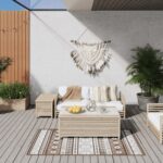Tapis d'extérieur marron et blanc 80x150 cm design réversible