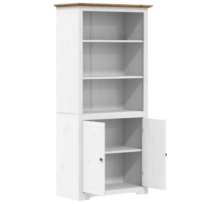 Bibliothèque BODO blanc and marron 82x40x173 cm bois massif pin – Image 2