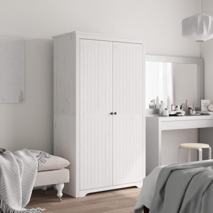 Garde-robe BODO blanc 99x53,5x173 cm bois massif de pin – Image 1