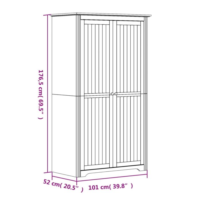 Garde-robe BODO gris 99x53,5x173 cm bois massif de pin – Image 6