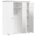 Garde-robe BODO blanc 146x53,5x173 cm bois massif de pin – Image 2
