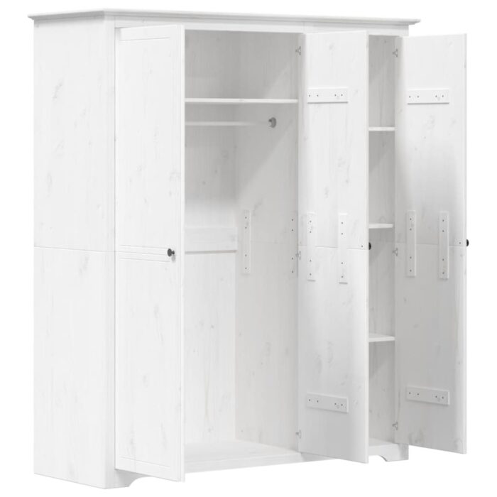 Garde-robe BODO blanc 146x53,5x173 cm bois massif de pin – Image 2
