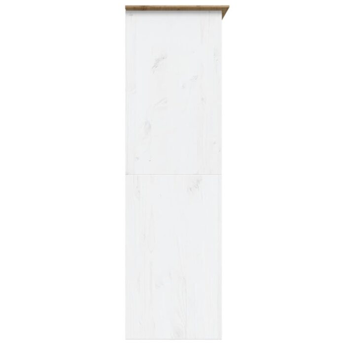 Garde-robe BODO blanc marron 146x53,5x173 cm bois massif de pin – Image 3