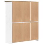 Garde-robe BODO blanc marron 146x53,5x173 cm bois massif de pin – Image 4