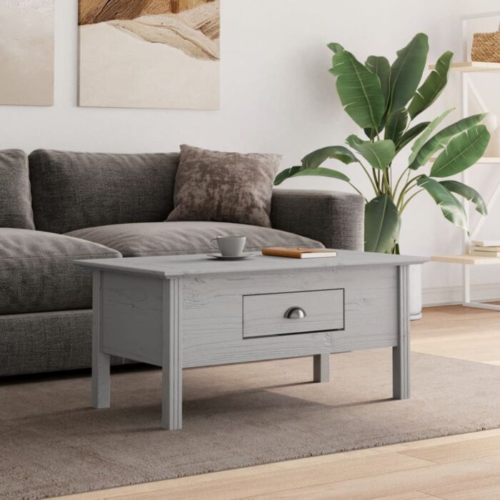 Table basse BODO gris 100x55x46 cm bois de pin massif – Image 1