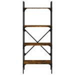 Bibliothèque à 4 niveaux chêne fumé 56x31,5x138,5 cm – Image 2