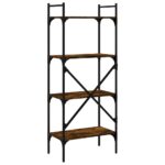 Bibliothèque à 4 niveaux chêne fumé 56x31,5x138,5 cm – Image 4