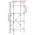 Bibliothèque à 4 niveaux chêne fumé 56x31,5x138,5 cm – Image 7