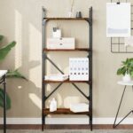 Bibliothèque à 4 niveaux chêne fumé 56x31,5x138,5 cm