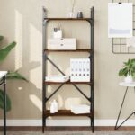 Bibliothèque à 4 niveaux chêne marron 56x31,5x138,5 cm