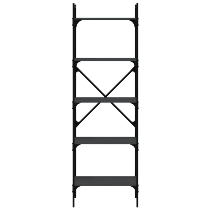 Bibliothèque à 5 niveaux noir 56x31,5x174 cm bois d'ingénierie – Image 2
