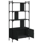 Bibliothèque avec portes noir 76,5x30x154,5cm bois d'ingénierie – Image 2