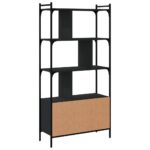 Bibliothèque avec portes noir 76,5x30x154,5cm bois d'ingénierie – Image 5