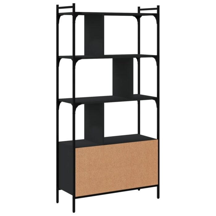 Bibliothèque avec portes noir 76,5x30x154,5cm bois d'ingénierie – Image 5