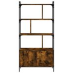 Bibliothèque avec portes chêne fumé 76,5x30x154,5 cm – Image 3