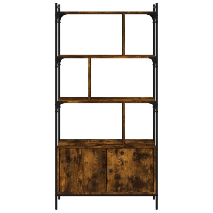 Bibliothèque avec portes chêne fumé 76,5x30x154,5 cm – Image 3
