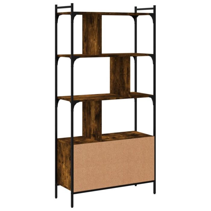 Bibliothèque avec portes chêne fumé 76,5x30x154,5 cm – Image 5