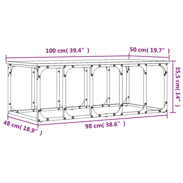 Table basse chêne sonoma 100x50x35,5 cm bois d'ingénierie – Image 7
