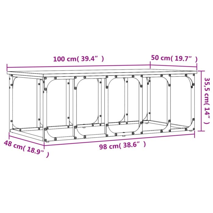 Table basse sonoma gris 100x50x35,5 cm bois d'ingénierie – Image 7