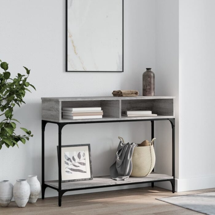 Table console sonoma gris 100x30,5x75 cm bois d'ingénierie – Image 1