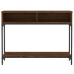 Table console chêne marron 100x30,5x75 cm bois d'ingénierie – Image 3